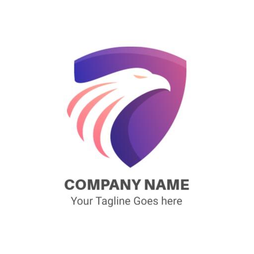 Dynamic Purple Shield with Eagle Representing Security Logo Template