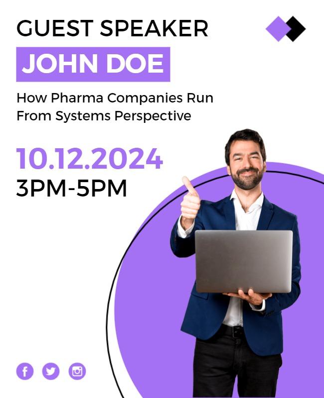 Dynamic Purple System Analysis Guest Speaker Event Poster Template