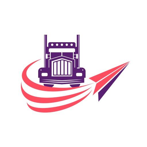Dynamic Purple Truck Design Featuring Fast Transportation Logo Template