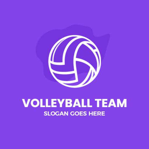 Dynamic Purple Volleyball Team Emphasizing Unity and Spirit Logo Template