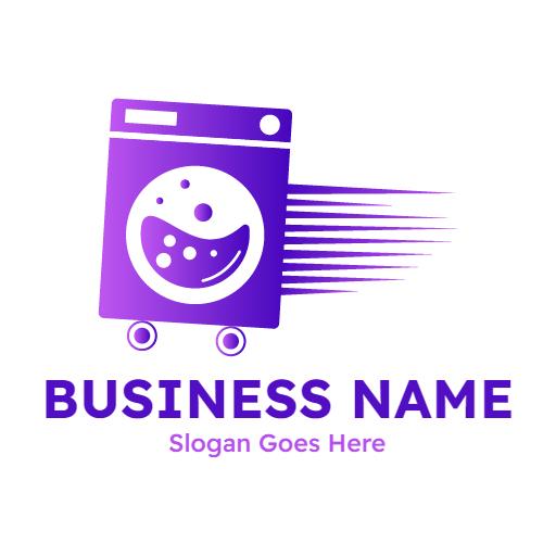 Dynamic Purple Washing Machine Logo Representing Laundry Services Logo Template