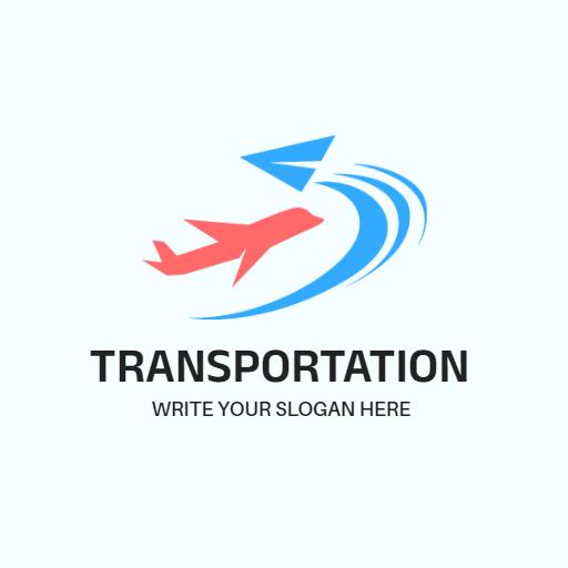 Dynamic Red Airplane and Blue Arrow for Transportation Logo Template