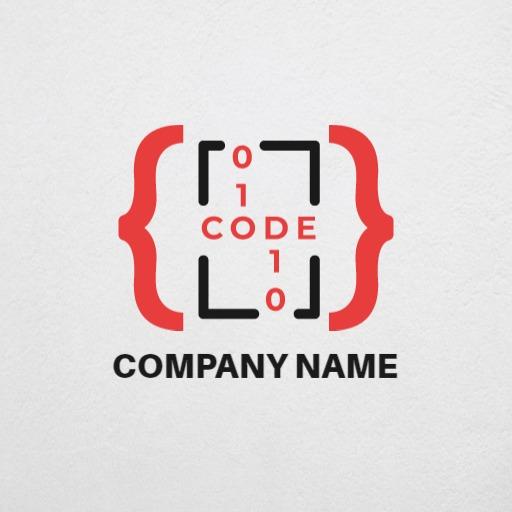 Dynamic Red and Black Code Design for IT Solutions Logo Template