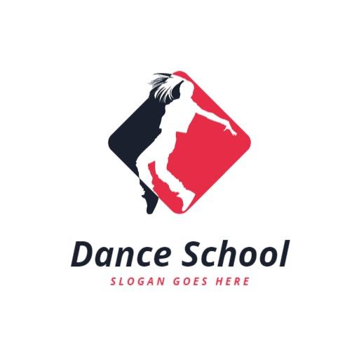 Dynamic Red and Black Dance School Logo Showcasing Motion Template
