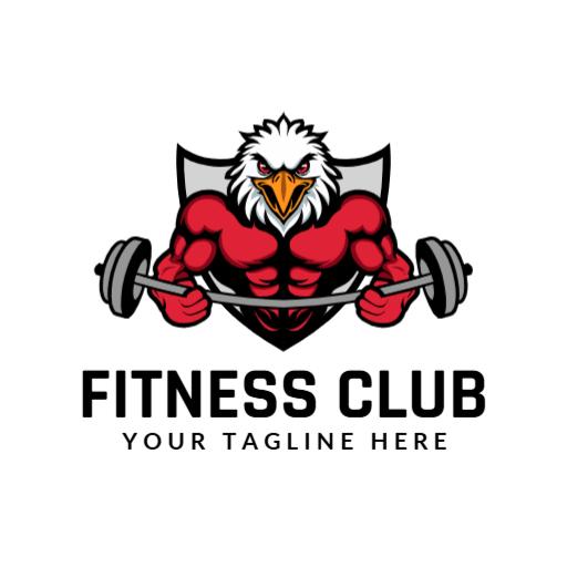 Dynamic Red and Black Eagle Emphasizing Fitness Club Logo Template