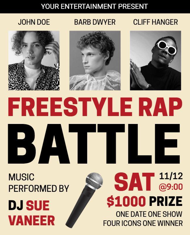 Dynamic Red and Black Freestyle Rap Battle Poster Template