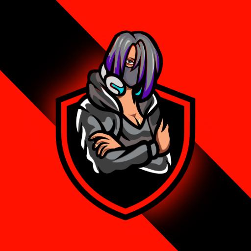 Dynamic Red and Black Gamer Character Esports Logo Template