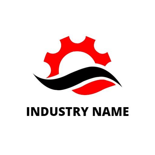 Dynamic Red and Black Gear Design Representing Industrial Strength Logo Template