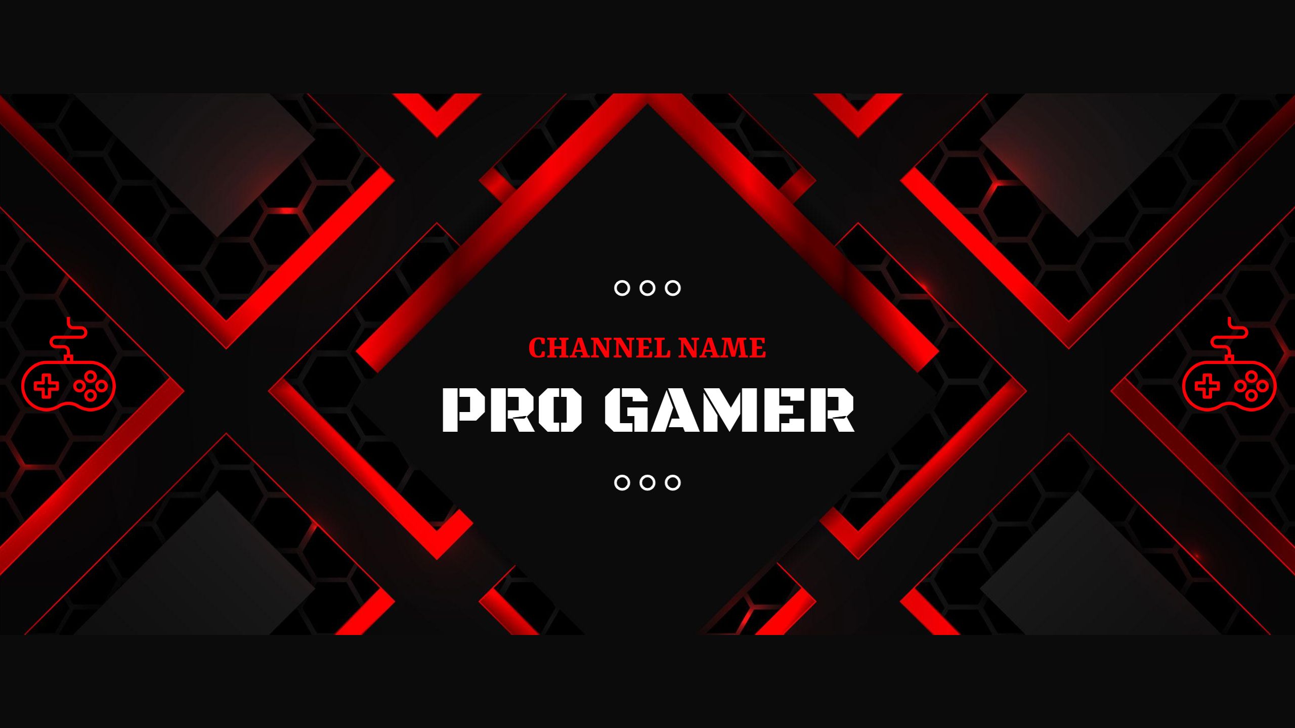 Dynamic Red and Black Geometric Design Game Banner Template