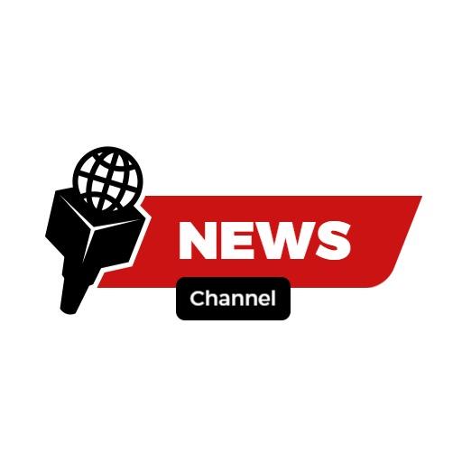Dynamic Red and Black Microphone for News YouTube Channel Logo Template