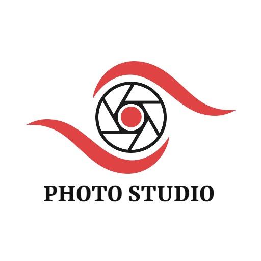 Dynamic Red and Black Photography Studio Logo Template