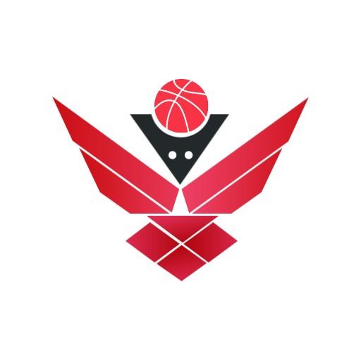 Dynamic Red and Black Representation of Basketball Sports Logo Template