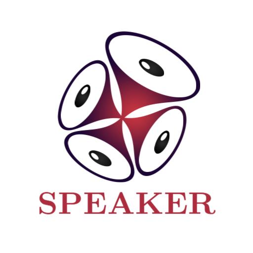 Dynamic Red and Black Speaker Design for Sound Enthusiasts Logo Template