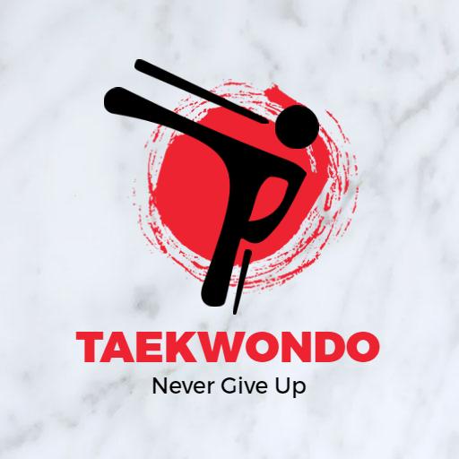 Dynamic Red and Black Taekwondo Kicking Logo Template