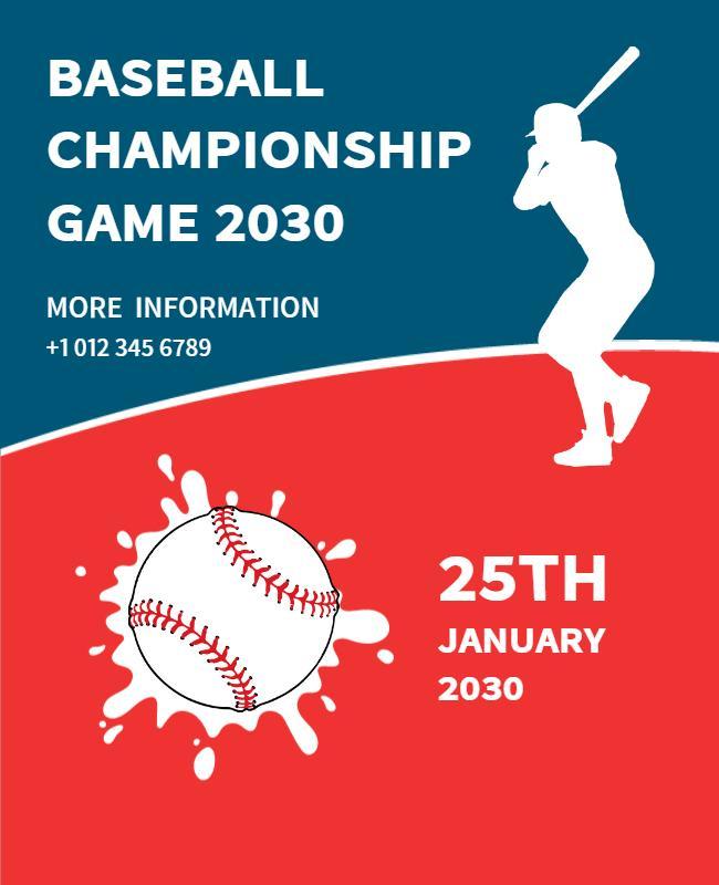 Dynamic Red and Blue Baseball Championship Game Poster Template
