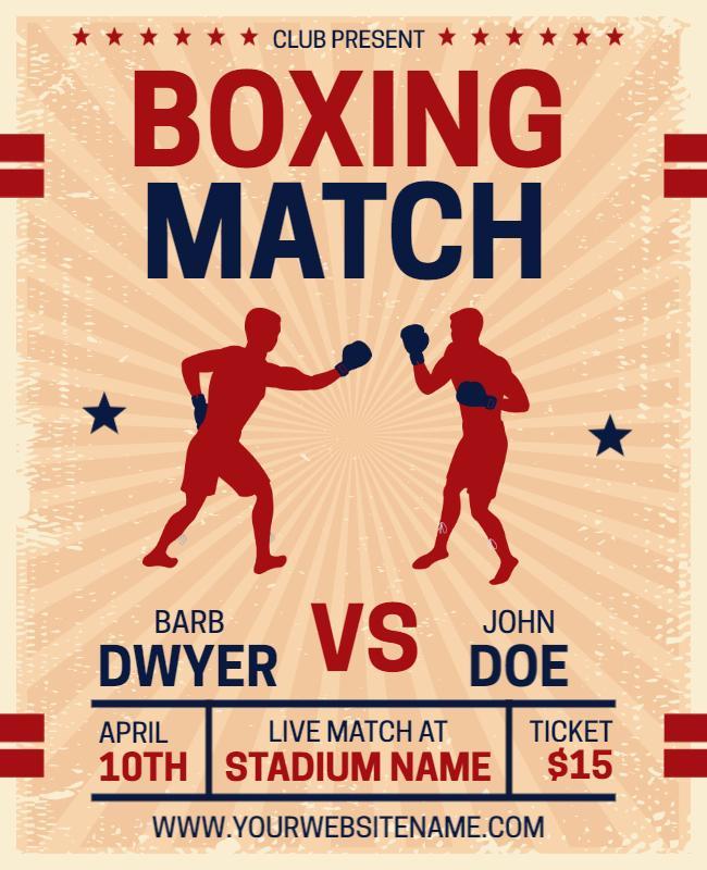 Dynamic Red and Blue Boxing Match Event Poster Template