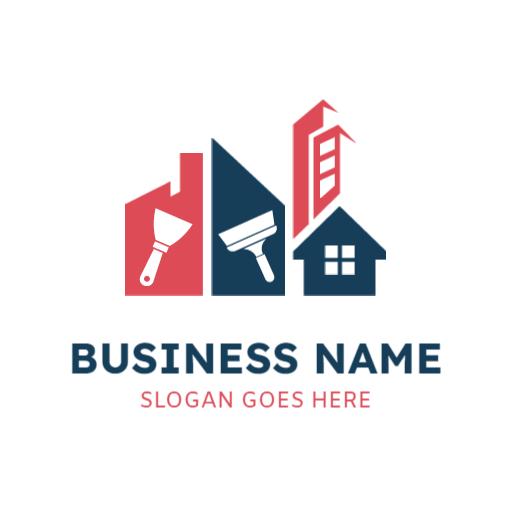 Dynamic Red and Blue Design Highlighting Drywall Services Logo Template