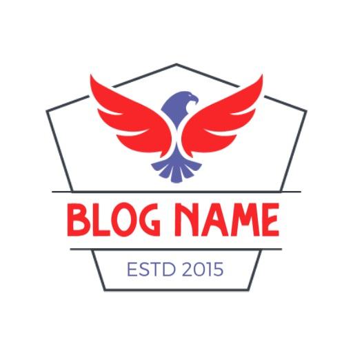 Dynamic Red and Blue Eagle Symbolizes Passionate Blogger Logo Template