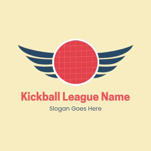 Dynamic Red and Blue Emblem Celebrating Kickball Team Logo Template