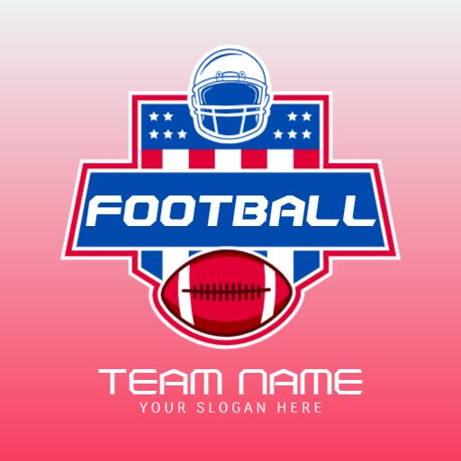 Dynamic Red and Blue Football Team Logo Featuring Exciting Action Logo Template