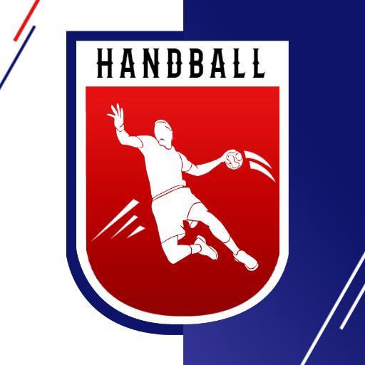Dynamic Red and Blue Handball Player Action Logo Template