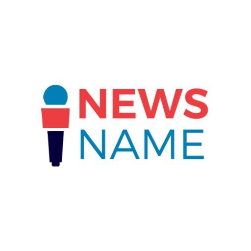 Dynamic Red and Blue Microphone Design for News Logo Template