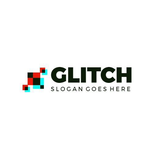 Dynamic Red and Blue Pixel Art Representing Glitch Designs Logo Template
