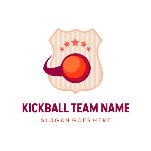 Dynamic Red and Cream Kickball Badge with Stars Logo Template