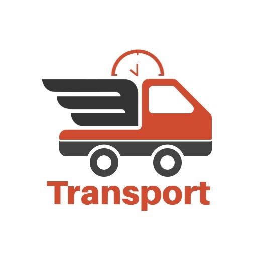 Dynamic Red and Gray Winged Truck Symbolizing Fast Transportation Logo Template