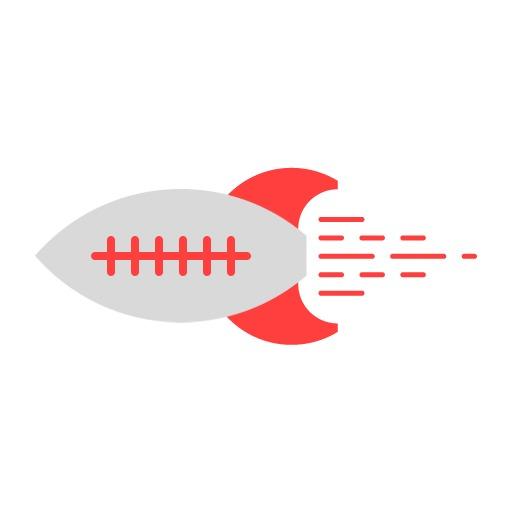 Dynamic Red and Grey Rugby Ball Representing Speed Logo Template