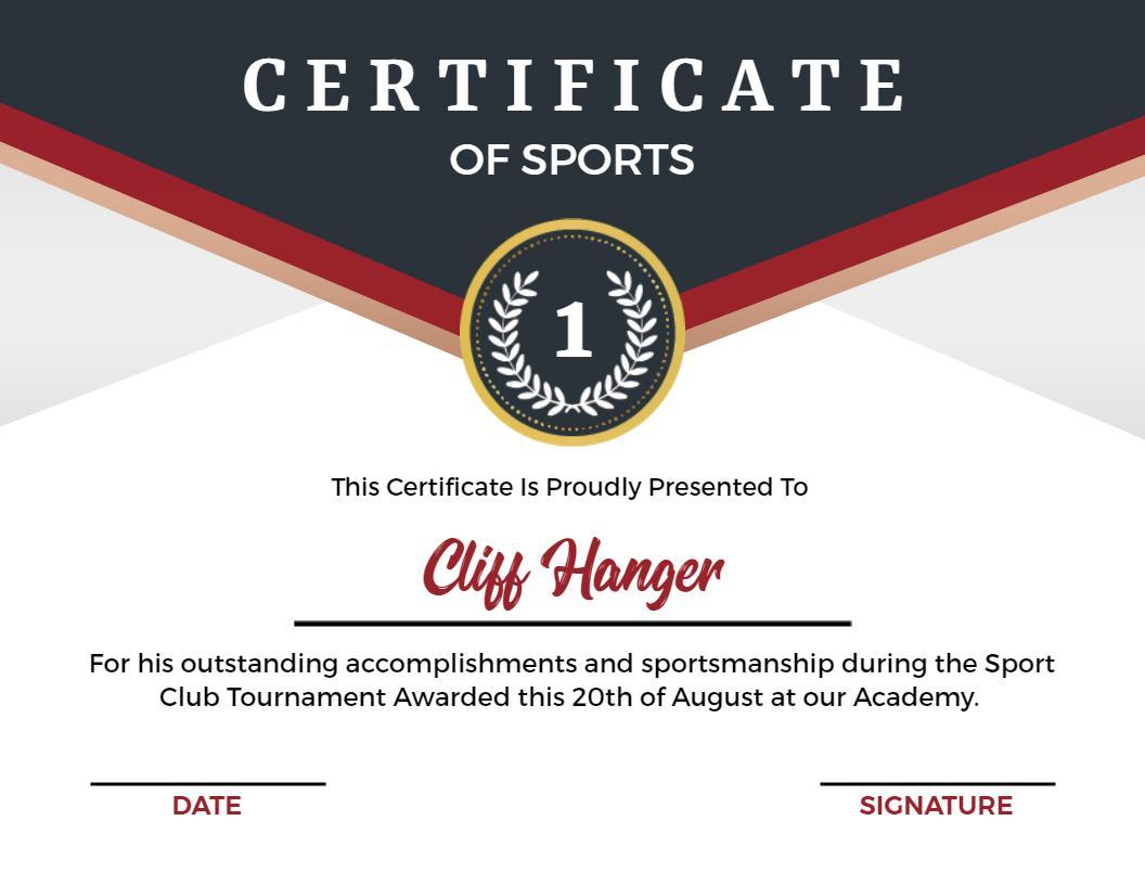 Dynamic Red and Navy Sports Achievement Certificate Template