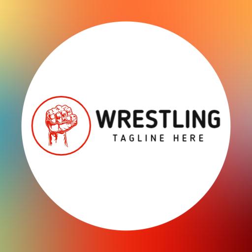 Dynamic Red and Orange Wrestling Logo with Strong Fist Graphic Logo Template