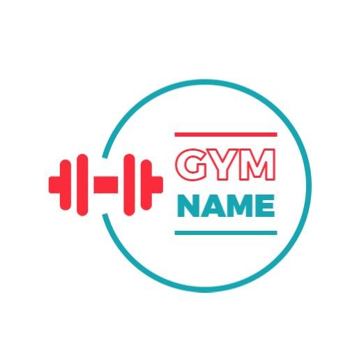 Dynamic Red and Teal Gym Circle Fitness Logo Template