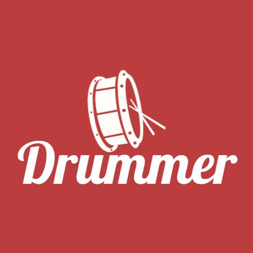 Dynamic Red and White Drum Design Highlighting Drummer Logo Template