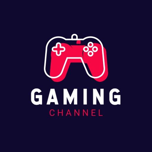 Dynamic Red and White Gaming Controller YouTube Channel Logo Template