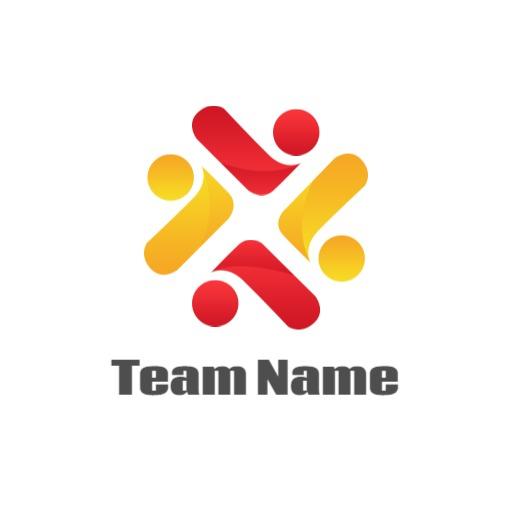Dynamic Red and Yellow People Collaboration Team Logo Template