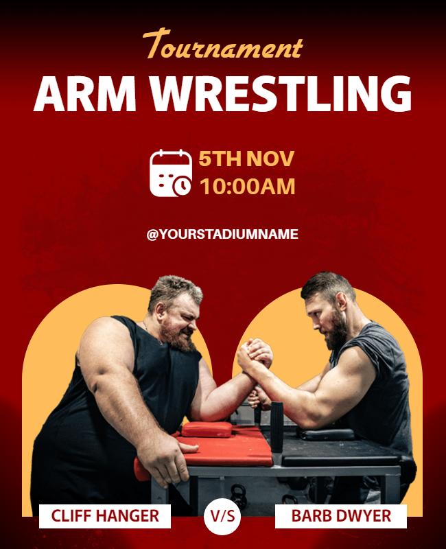 Dynamic Red Arm Wrestling Tournament Poster Template