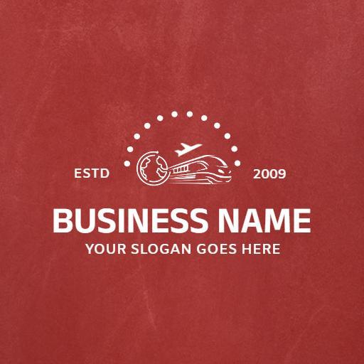 Dynamic Red Background Featuring Innovative Transportation Logo Template