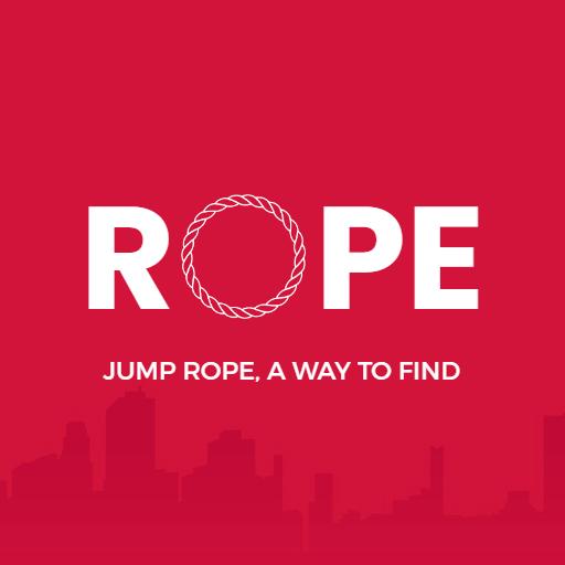 Dynamic Red Background Showcasing Jump Rope Activity Logo Template