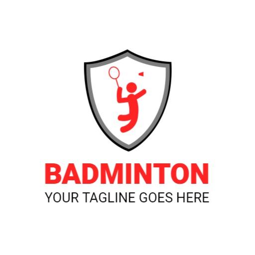Dynamic Red Badminton Player in Action Sports Logo Template