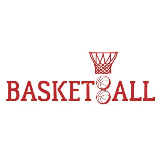Dynamic Red Basketball Design Featuring Game Elements Logo Template