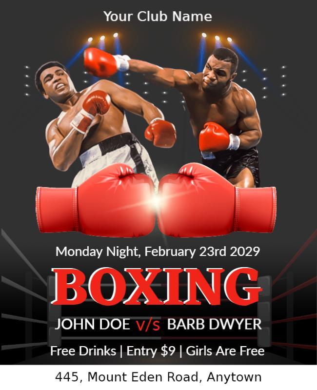 Dynamic Red Boxing Match Showdown Poster Template