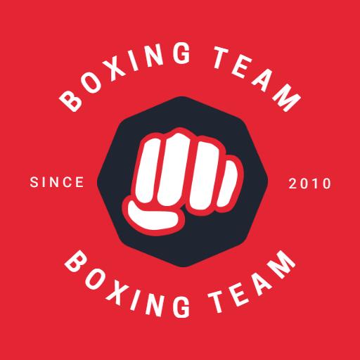 Dynamic Red Boxing Team Logo Featuring a Bold Fist Shape Logo Template