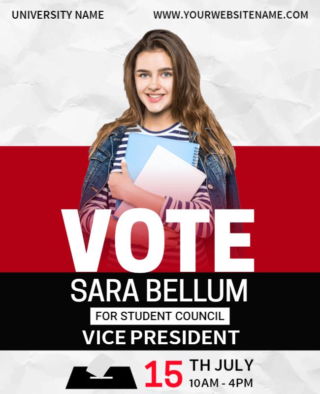 Dynamic Red Campaign for Student Council Vote Poster Template