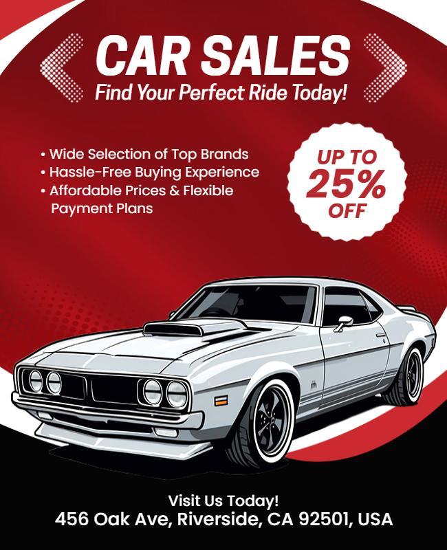 Dynamic Red Car Sales Promotion Discount Poster Template
