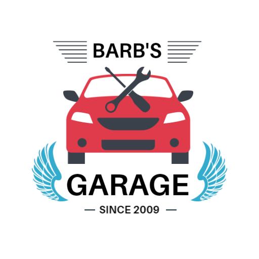 Dynamic Red Car with Tools Representing Garage Services Logo Template