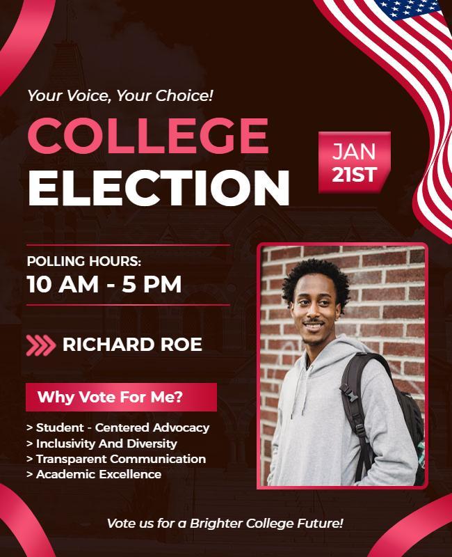 Dynamic Red College Election Awareness Poster Template