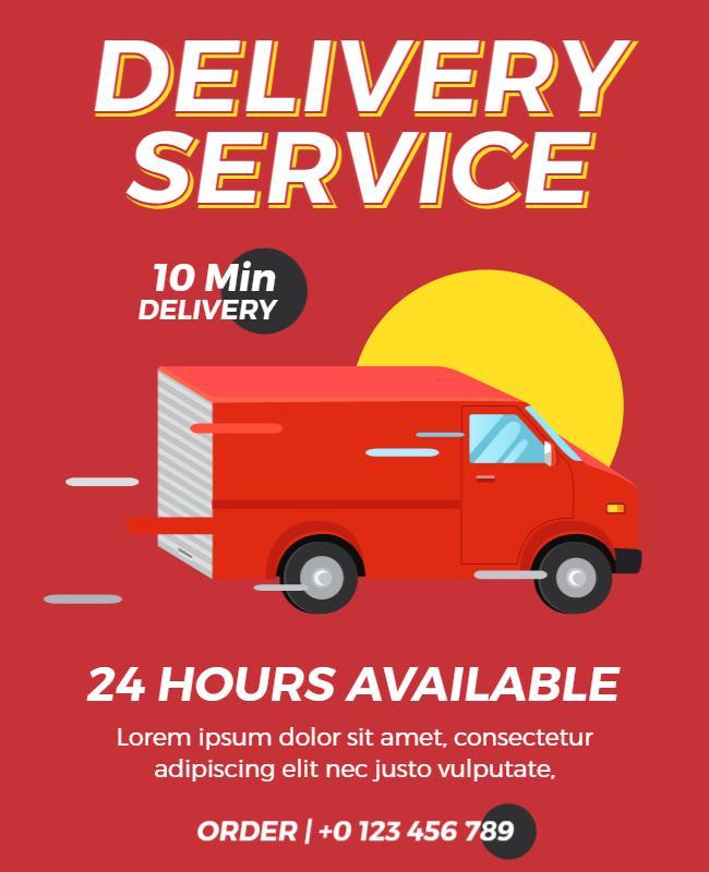 Dynamic Red Delivery Service with Fast Van Poster Template