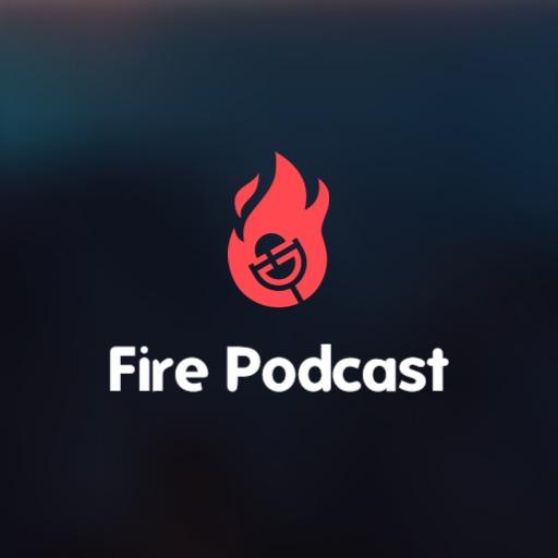 Dynamic Red Flame Design for Engaging Podcast Logo Template