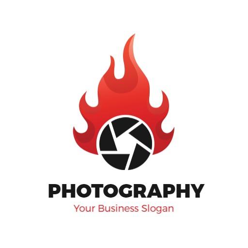 Dynamic Red Flames Evoking Passion in Photography Logo Template
